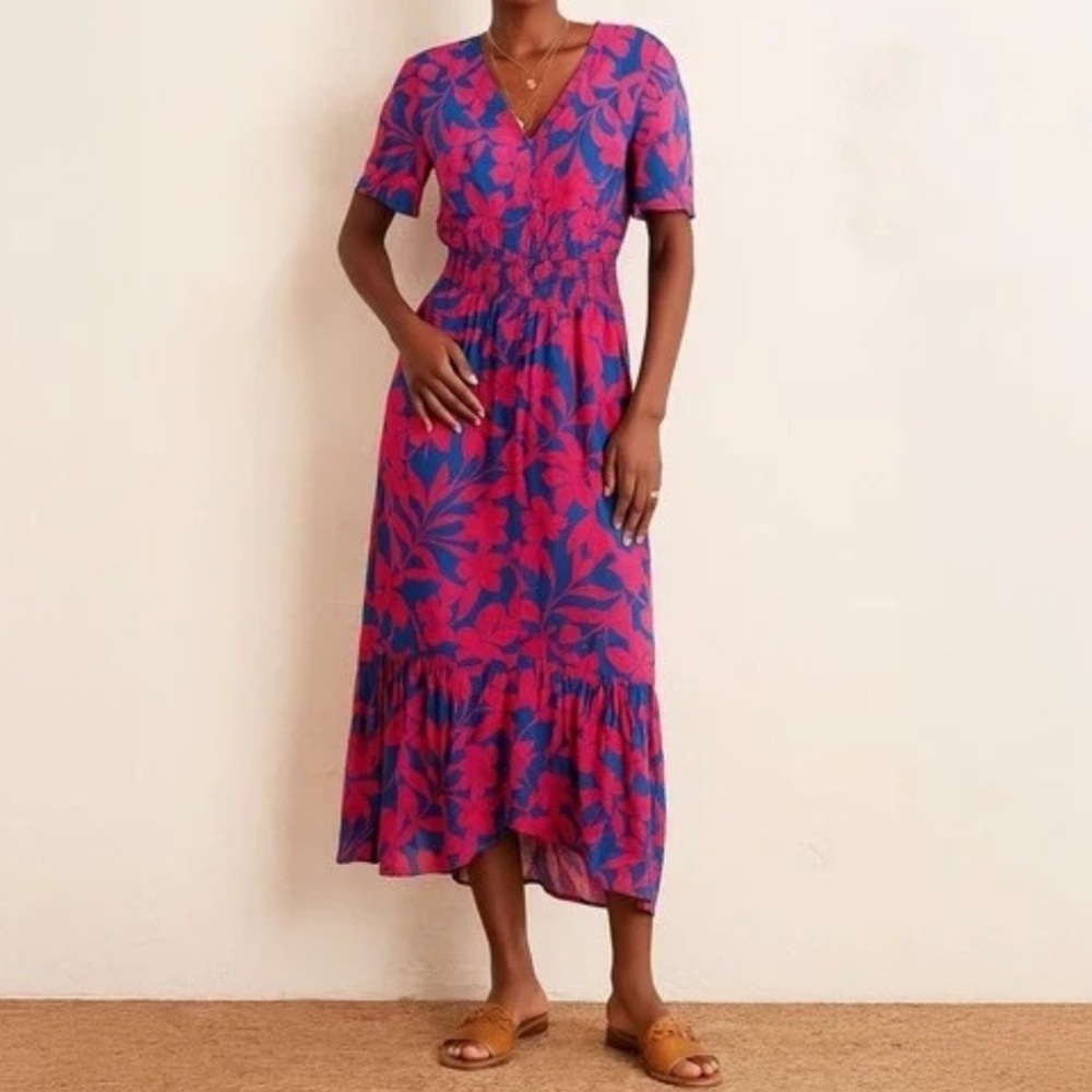 Abel the Label Cassidy Hi-Lo Midi floral Dress vibrant retro costal boho